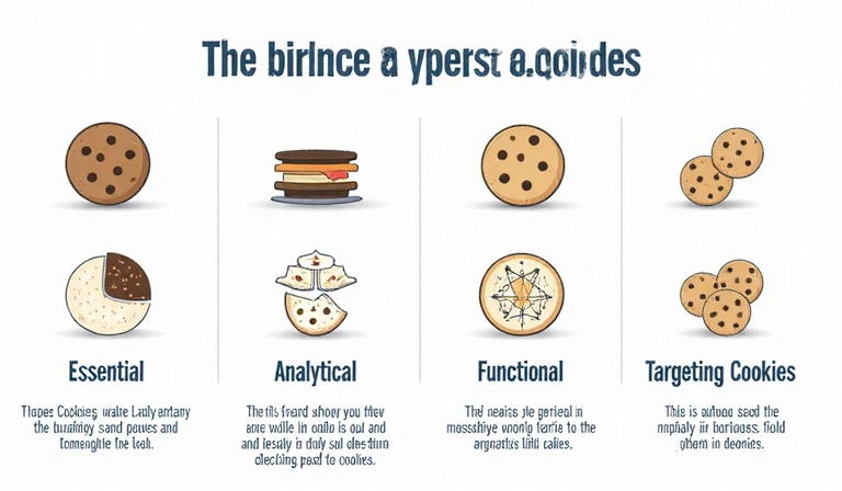 Diagramma che mostra diversi tipi di cookie: essenziali, analitici, funzionali e di targeting